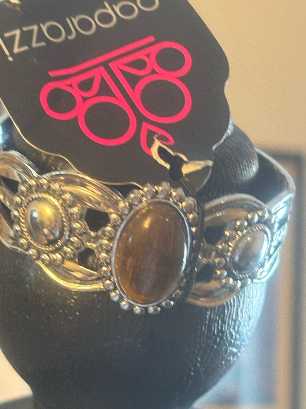 Women’s Brown tiger-eye Silver-Tone Bracelet
